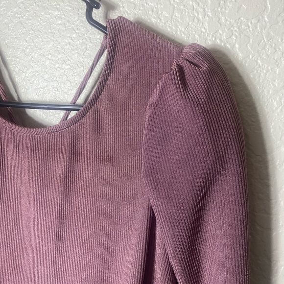 ASTR THE LABEL Mauve Ribbed Open-back Bodysuit M - Picture 2 of 7